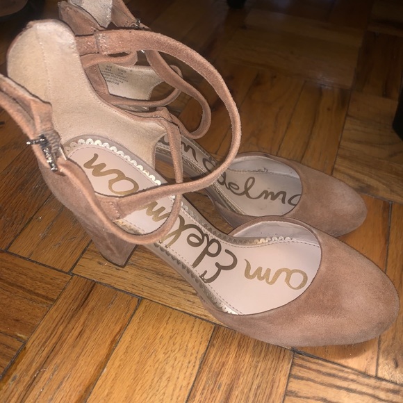 Sam Edelman camel suede round toe block heels. - Picture 4 of 4